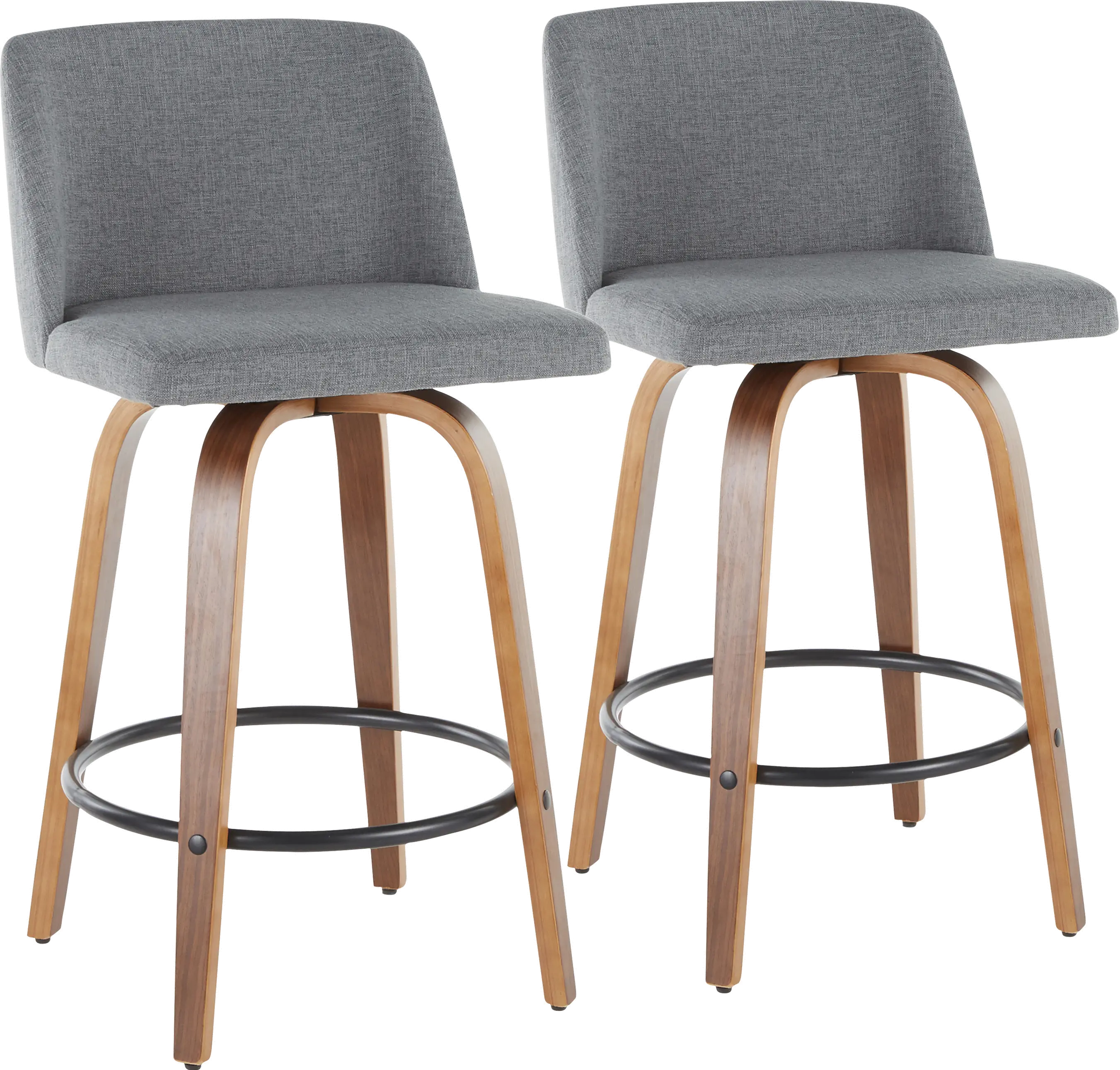 Mid Century Modern Brown and Gray Counter Height Stool (Set of 2)...