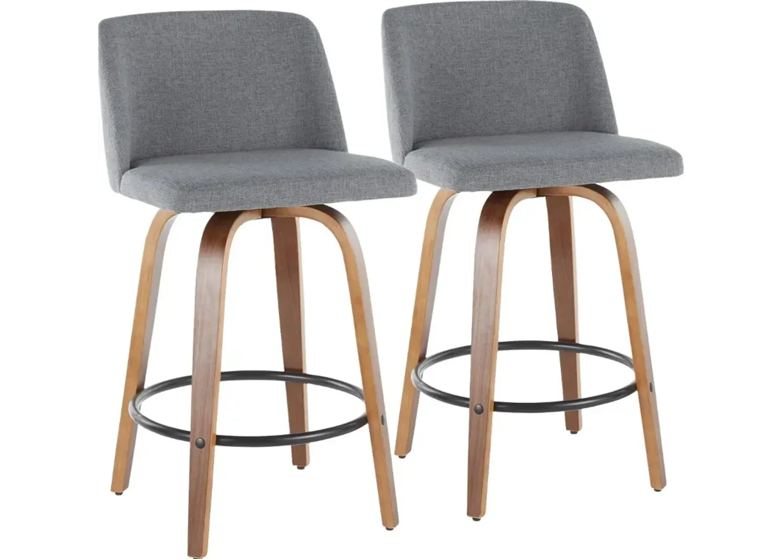 Mid Century Modern Brown and Gray Counter Height Stool (Set of 2)...