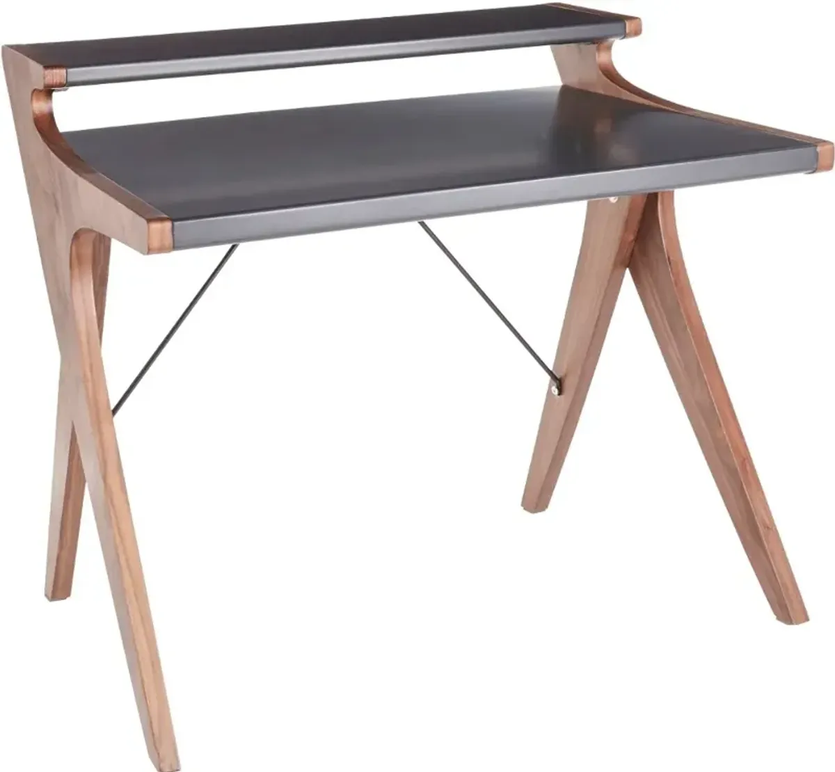 Gray and Walnut Wood Home Office Desk - Archer