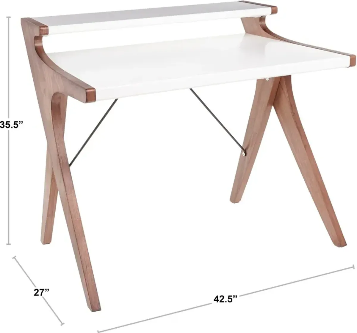 Gray and Walnut Wood Home Office Desk - Archer