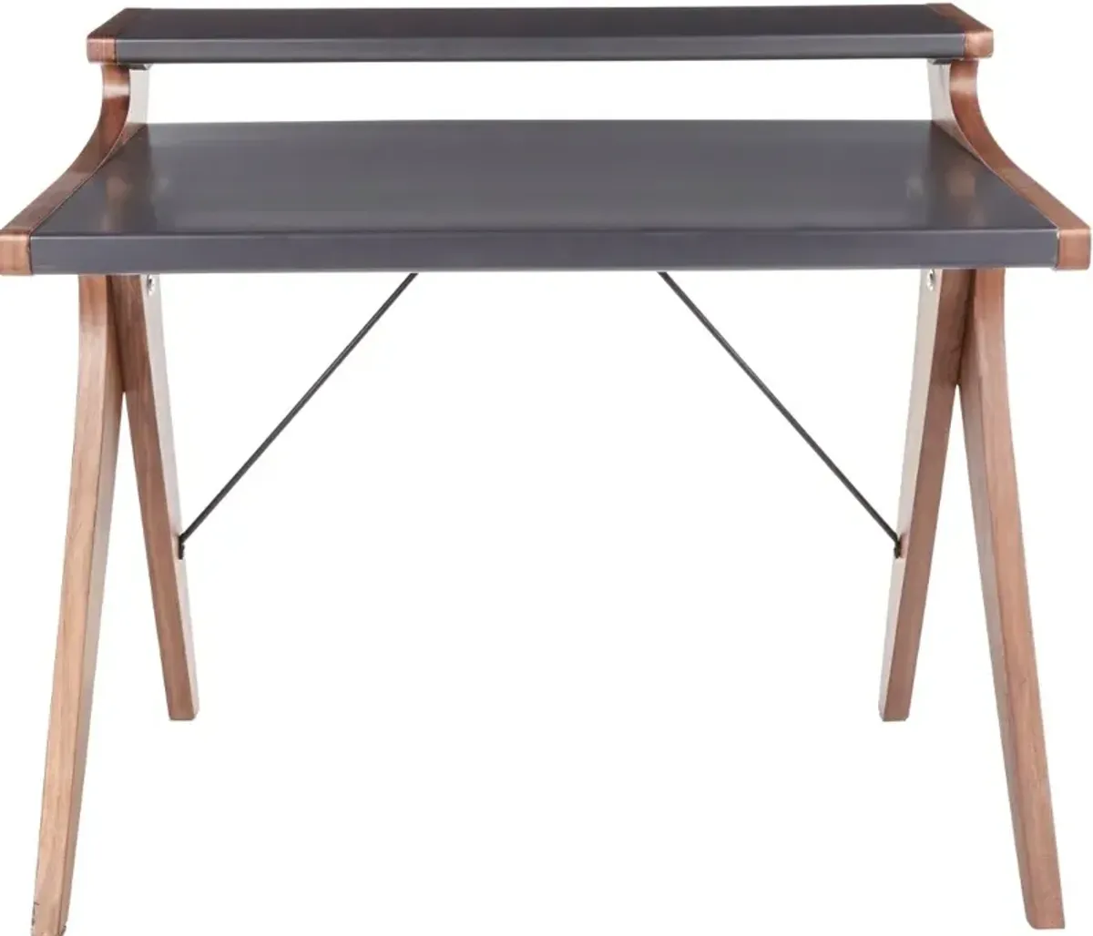 Gray and Walnut Wood Home Office Desk - Archer