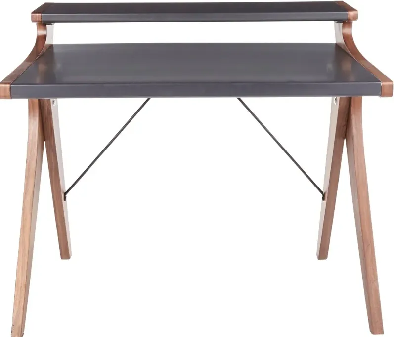 Gray and Walnut Wood Home Office Desk - Archer