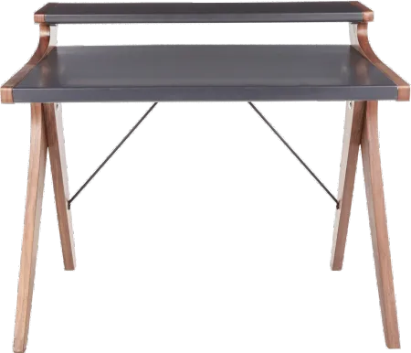 Gray and Walnut Wood Home Office Desk - Archer