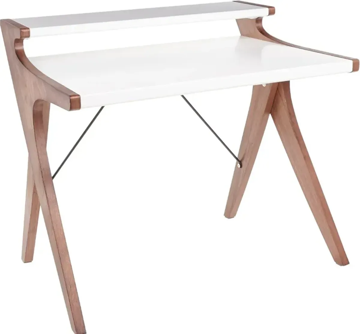 White and Walnut Wood Home Office Desk - Archer