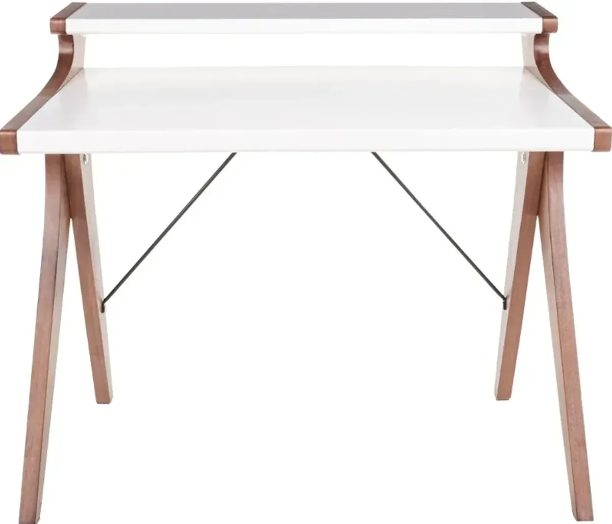 White and Walnut Wood Home Office Desk - Archer