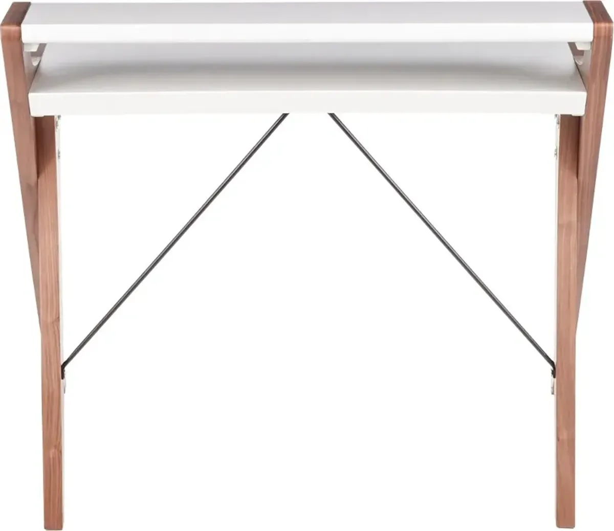 White and Walnut Wood Home Office Desk - Archer