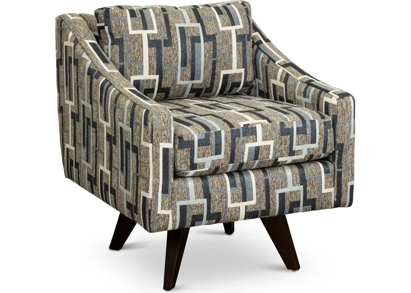 Henley Gray, Blue and Ivory Swivel Accent Chair