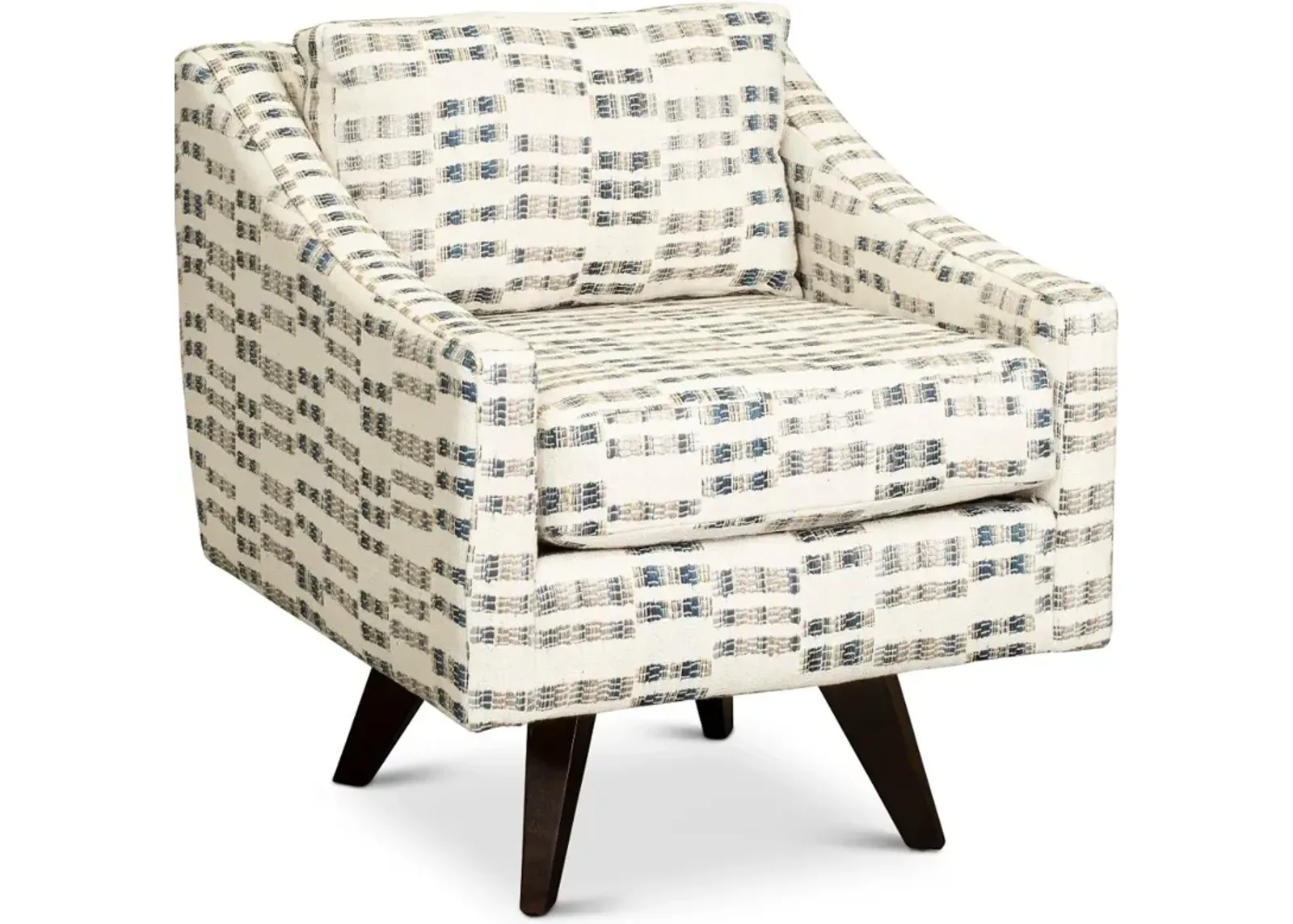 Henley Cream, Blue and Gray Swivel Accent Chair