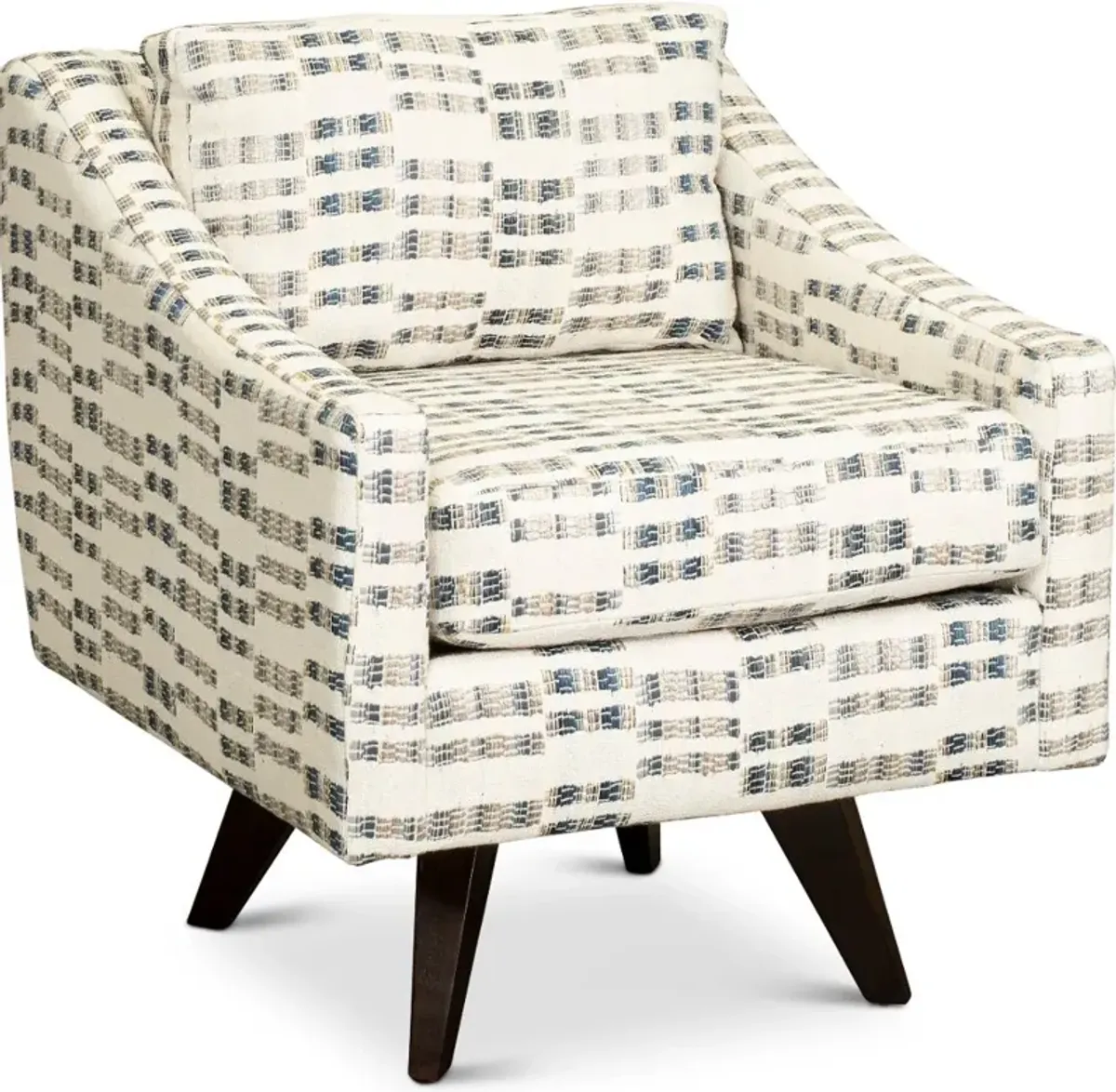 Henley Cream, Blue and Gray Swivel Accent Chair