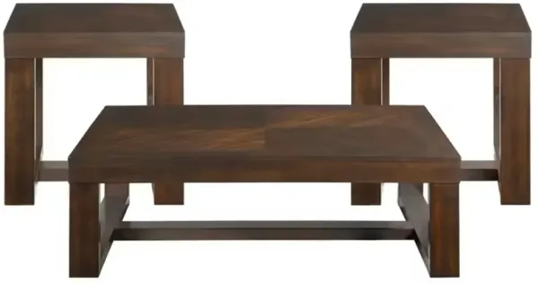 Rustic Cherry Brown Table, Set of 3