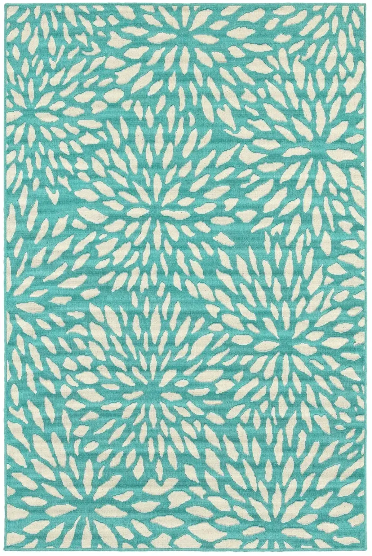 Meridian 5 x 8 Medium Abstract Floral Blue Indoor-Outdoor Rug