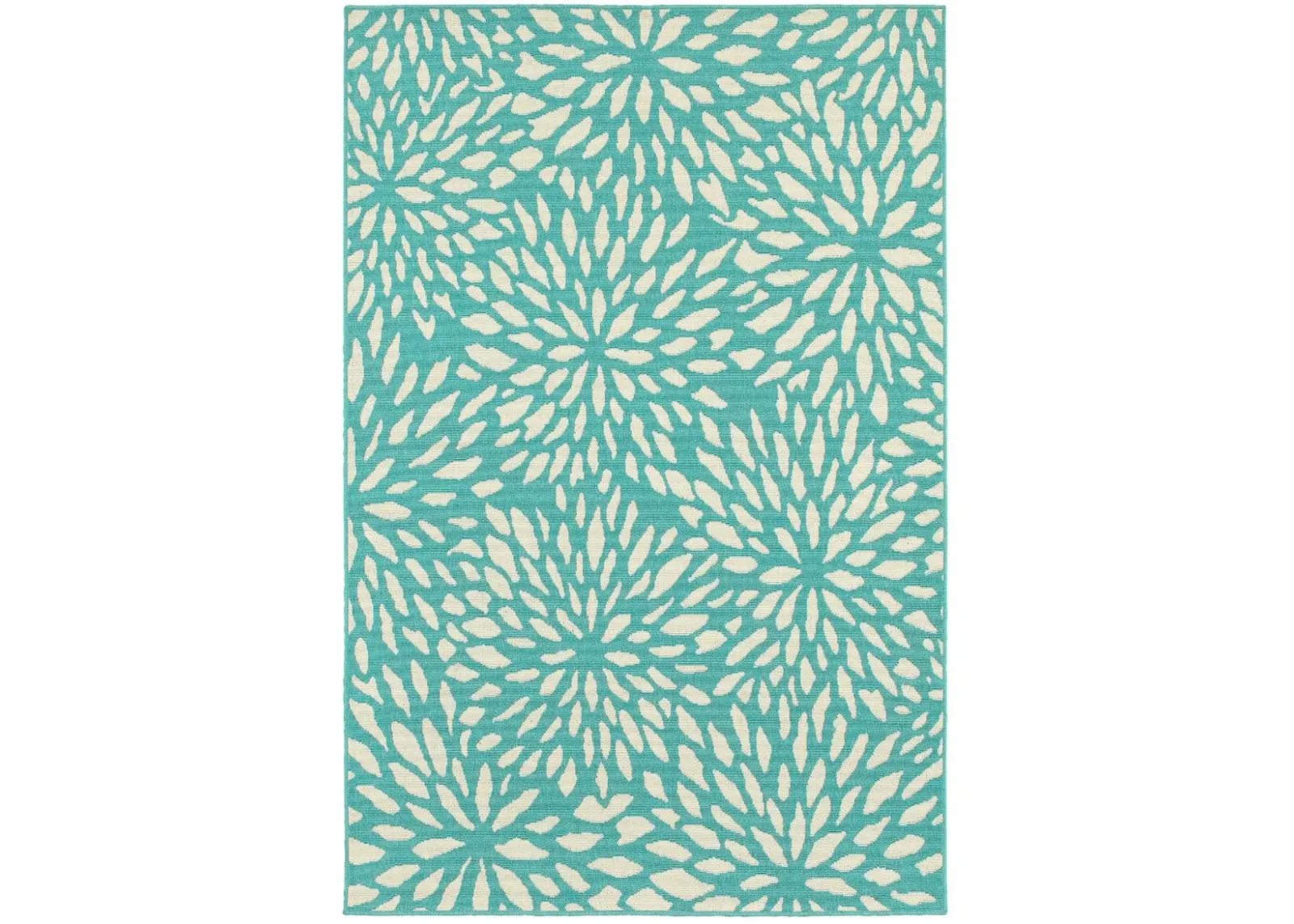 Meridian 8 x 11 Large Abstract Floral Blue Indoor-Outdoor Rug