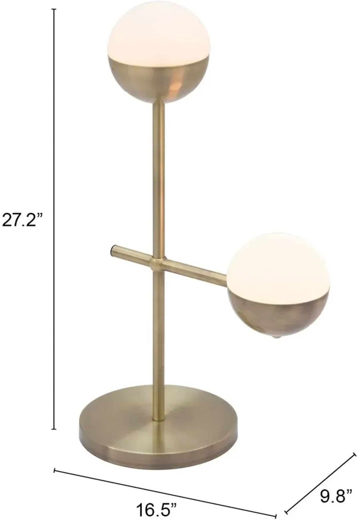 Mid Century Modern White and Brushed Brass Table Lamp - Waterloo