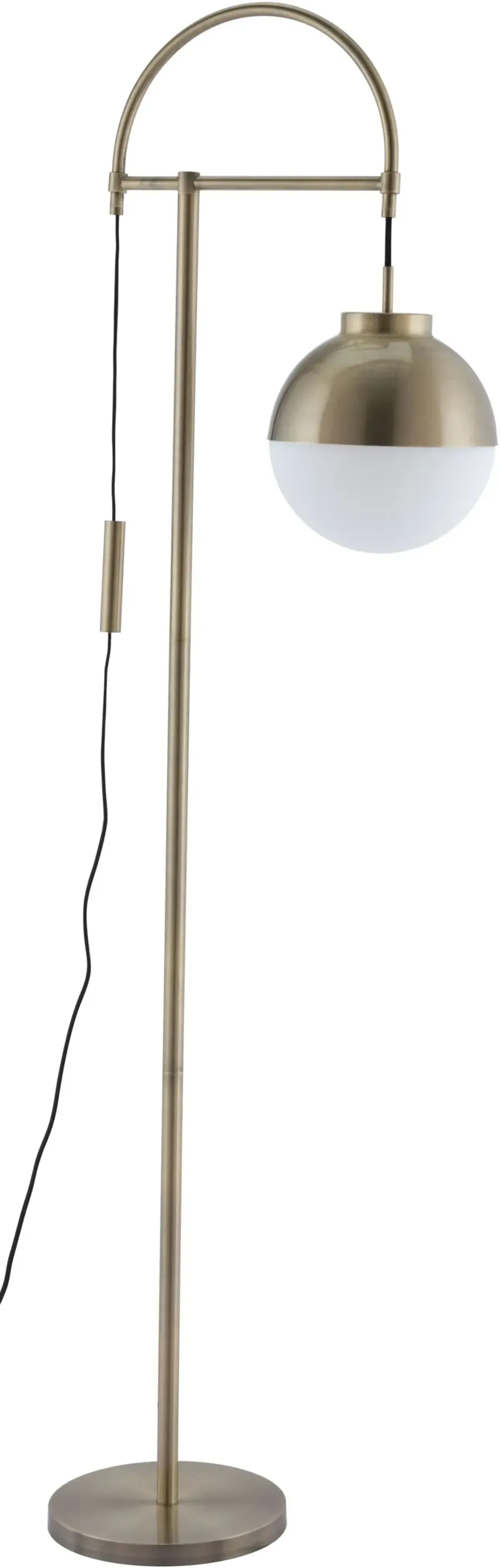 Mid Century Modern White and Brushed Brass Floor Lamp - Waterloo