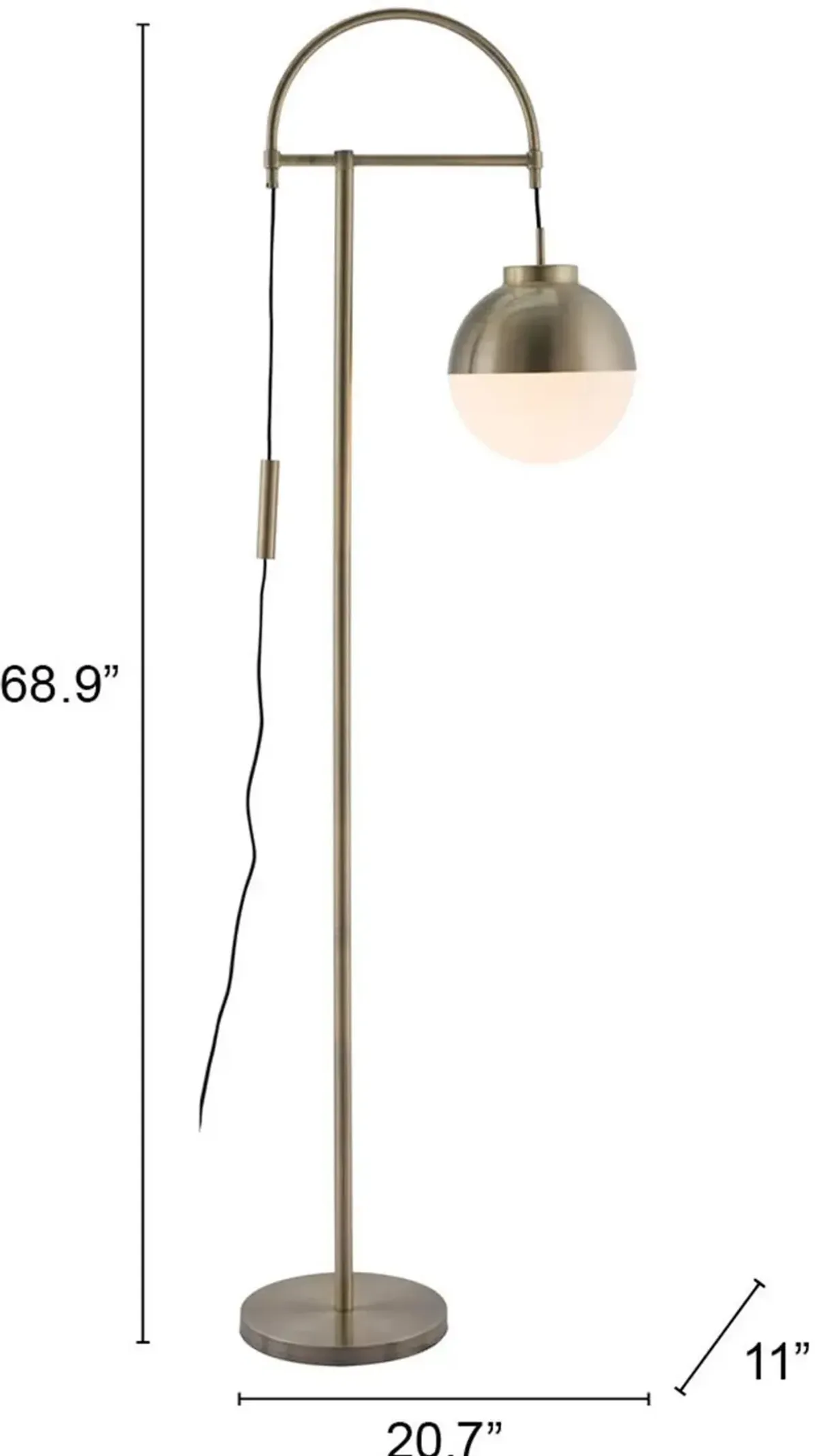 Mid Century Modern White and Brushed Brass Floor Lamp - Waterloo