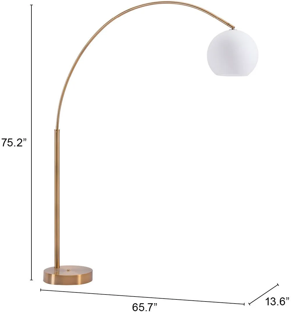 Modern Brushed Brass Arc Floor Lamp - Griffith