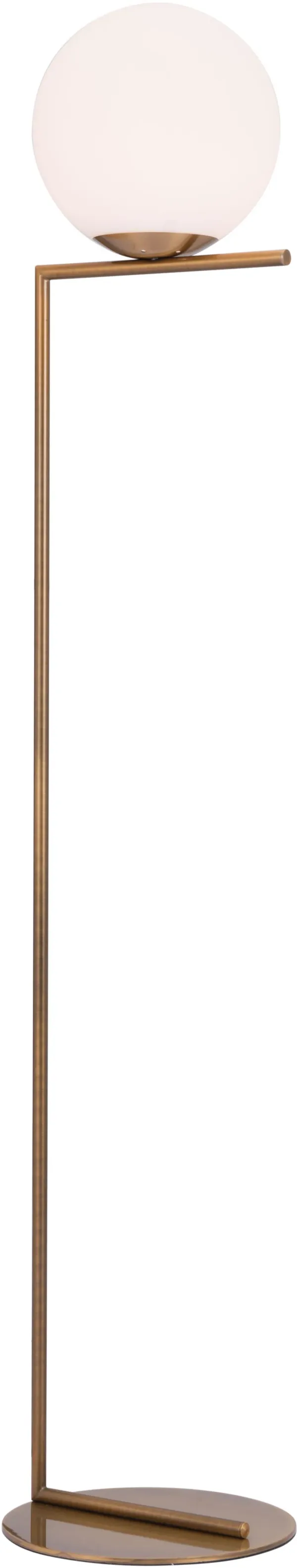 Modern Round Globe and Brass Floor Lamp - Belair