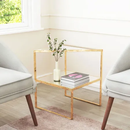 Gold and Mirror End Table - Planes