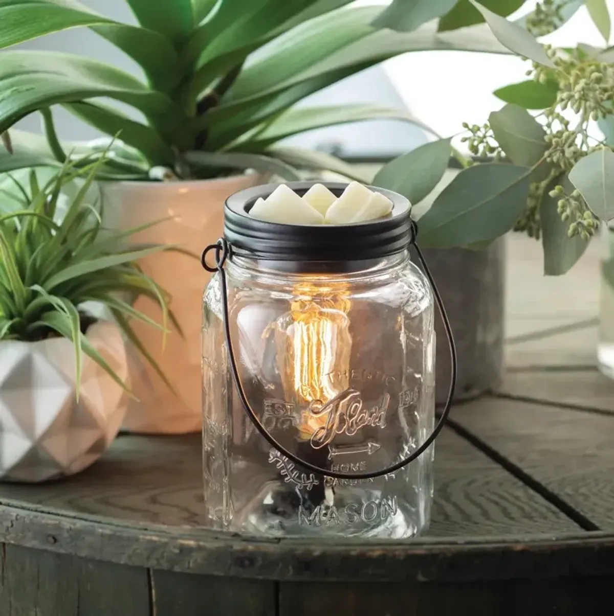 Clear Glass and Black Mason Jar Vintage Bulb Illumination...