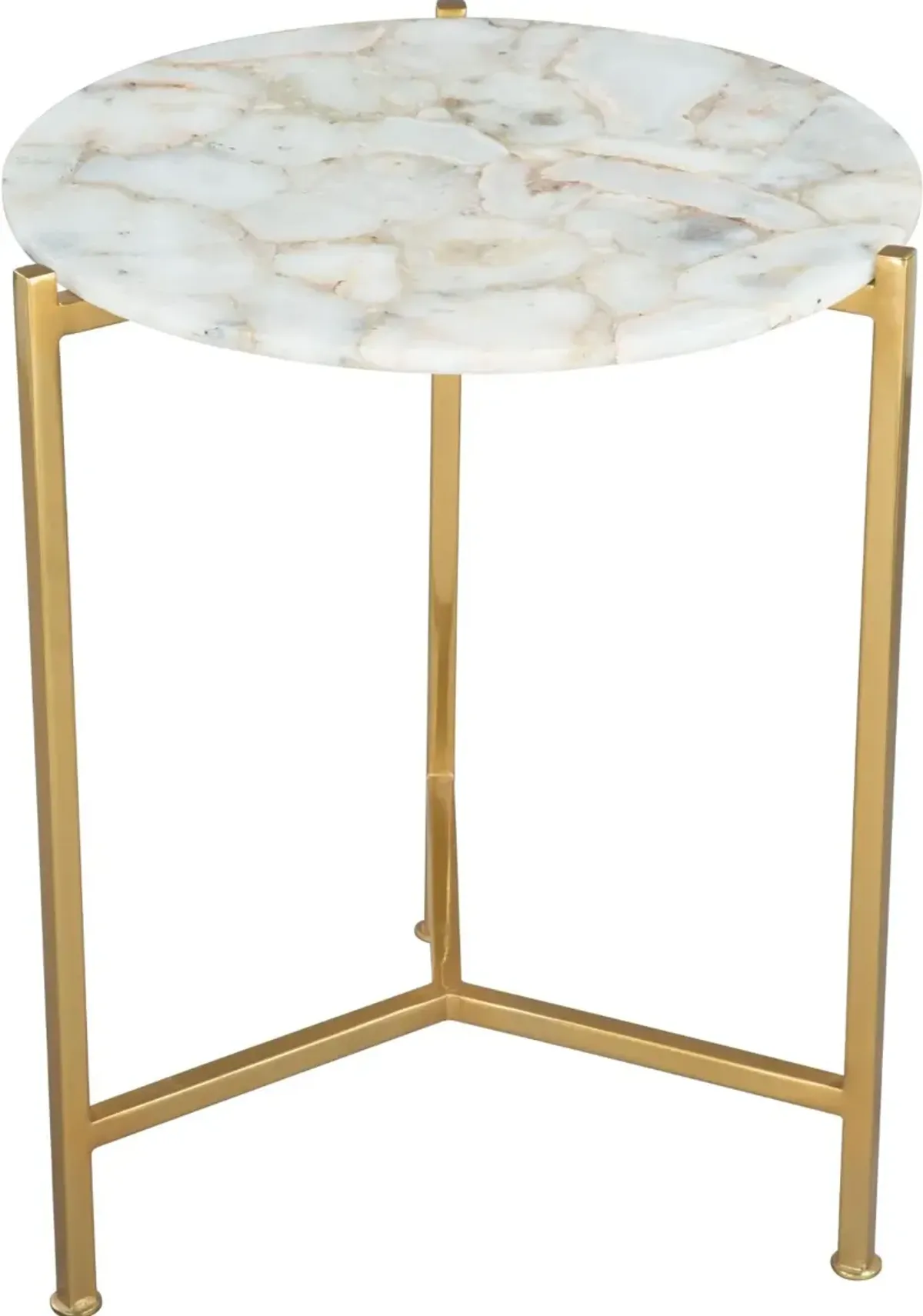 Round White Stone Side Table - Haru