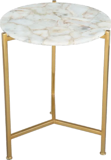 Round White Stone Side Table - Haru