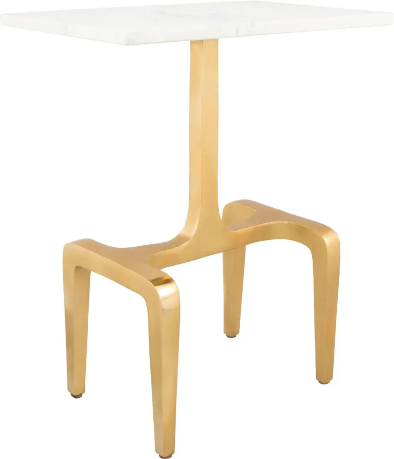 Modern White & Gold Side Table - Clement