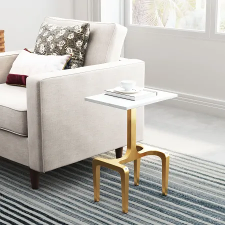 Modern White & Gold Side Table - Clement