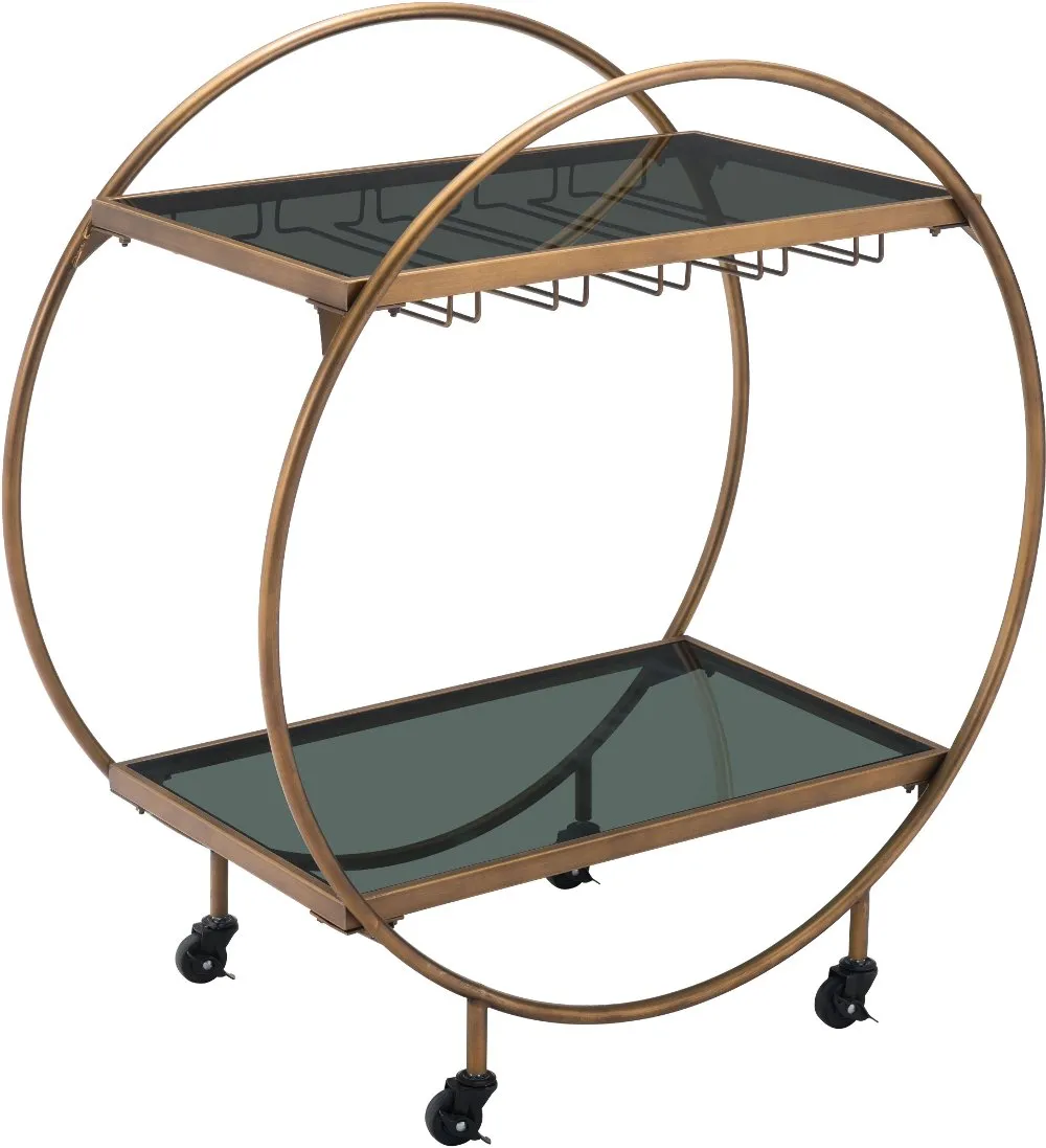 Arc Modern Gold and Black Bar Cart