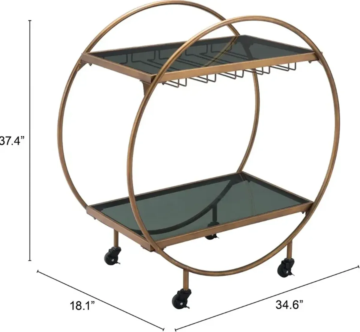 Arc Modern Gold and Black Bar Cart