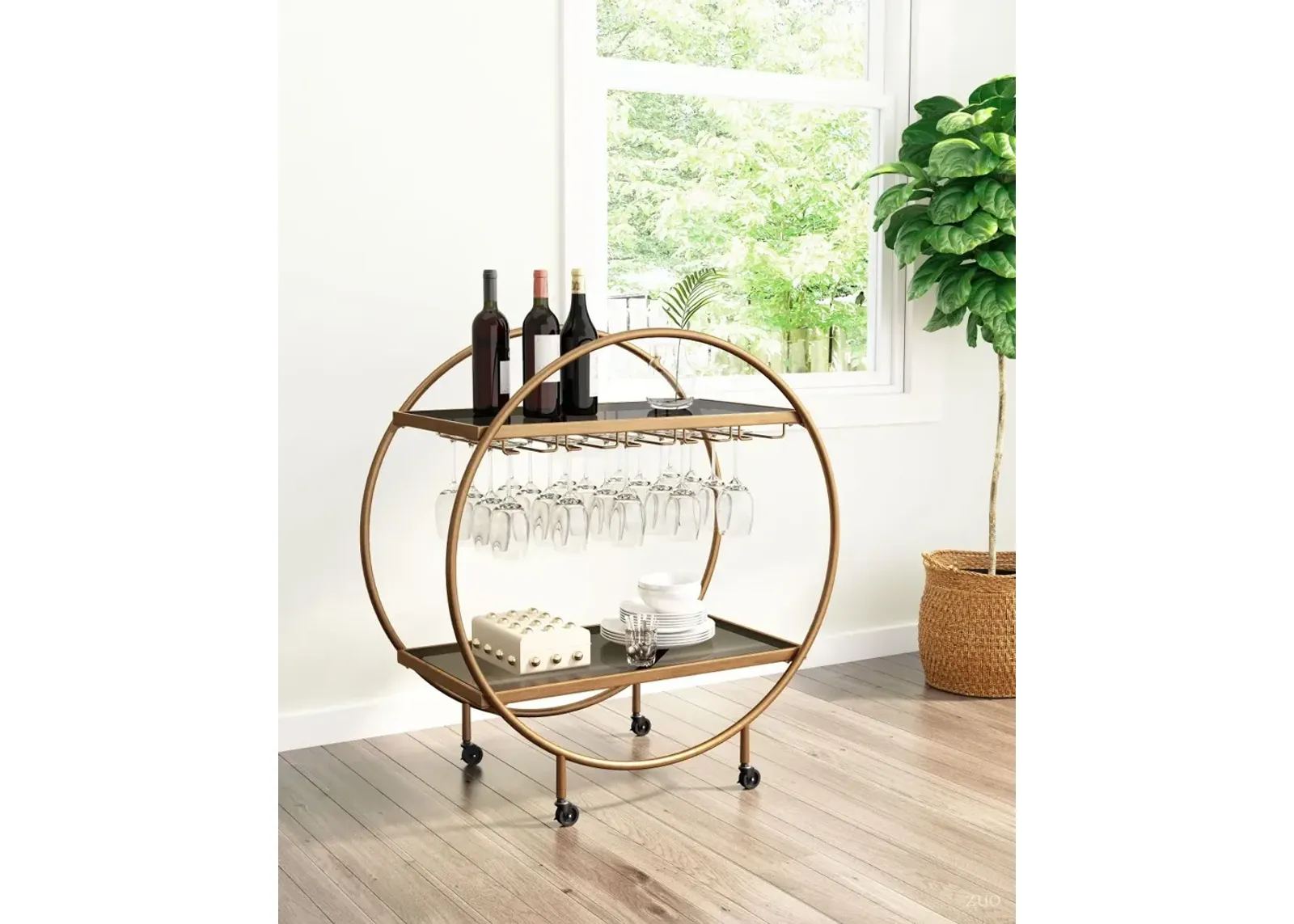 Arc Modern Gold and Black Bar Cart