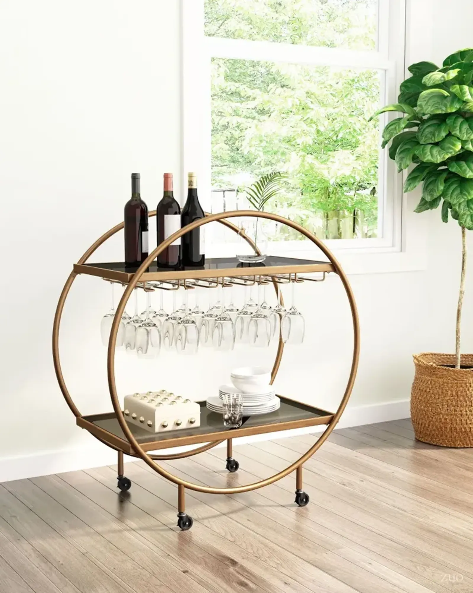 Arc Modern Gold and Black Bar Cart