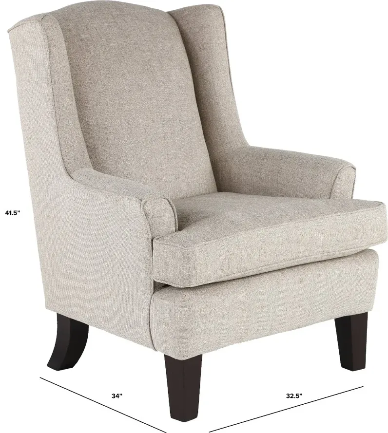 Andrea Classic Light Gray Upholstered Wingback Chair