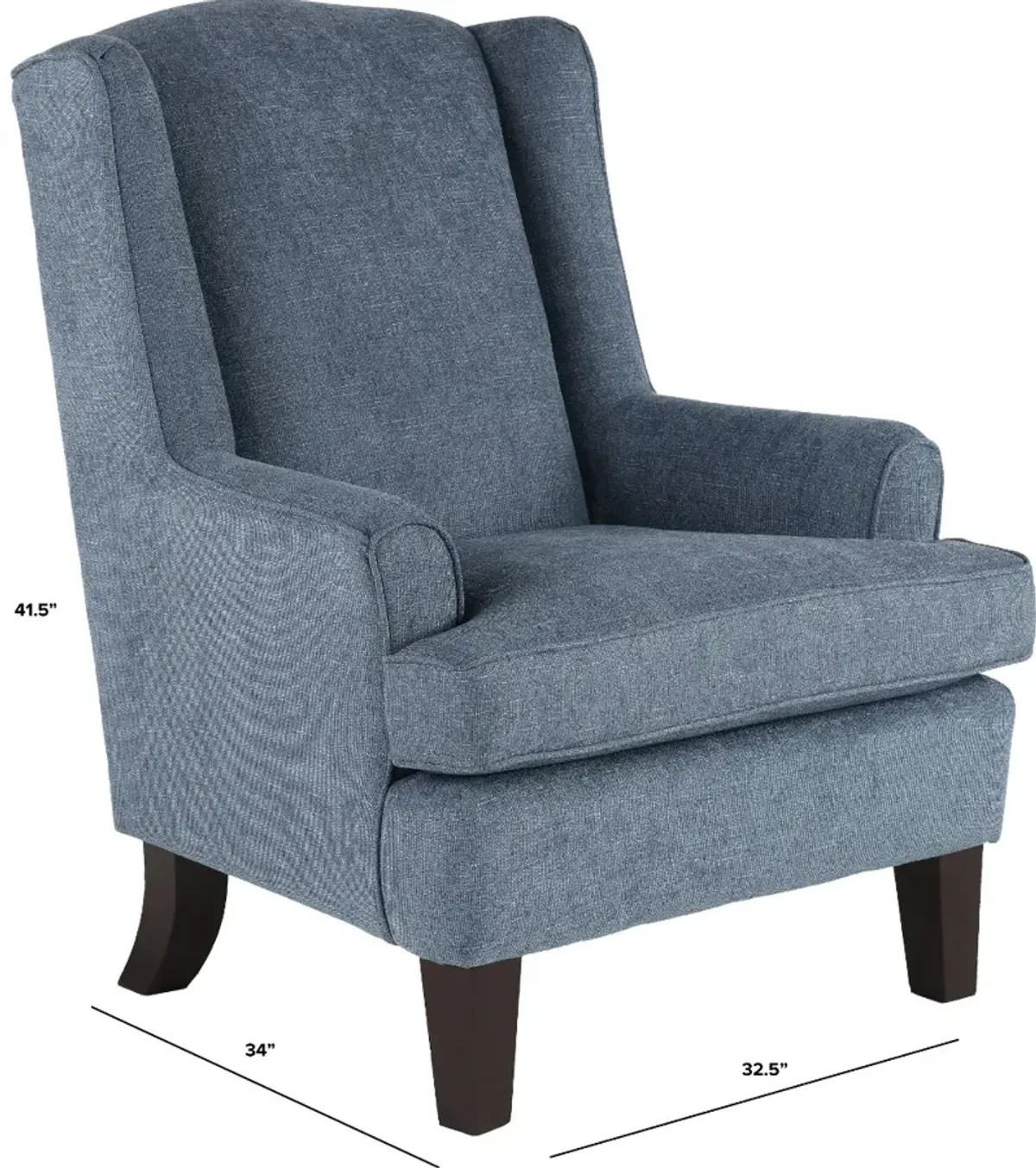 Andrea Classic Atlantic Blue Upholstered Wingback Chair