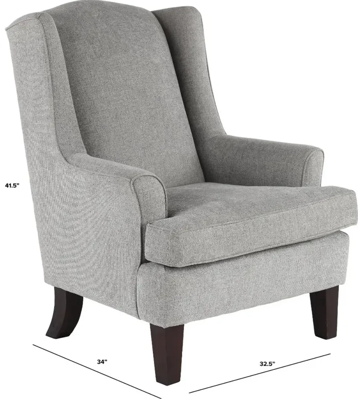 Andrea Classic Pewter Gray Wingback Chair