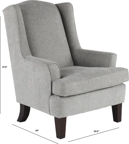 Andrea Classic Pewter Gray Wingback Chair