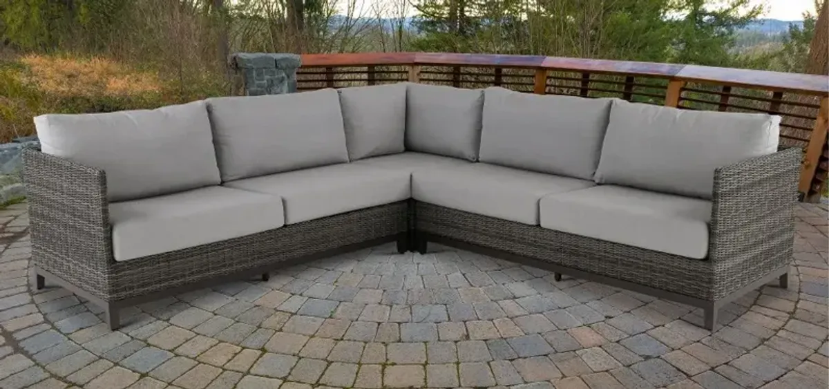 Nevis Woven Gray 3 Piece Patio Sectional with Sunbrella Fabric