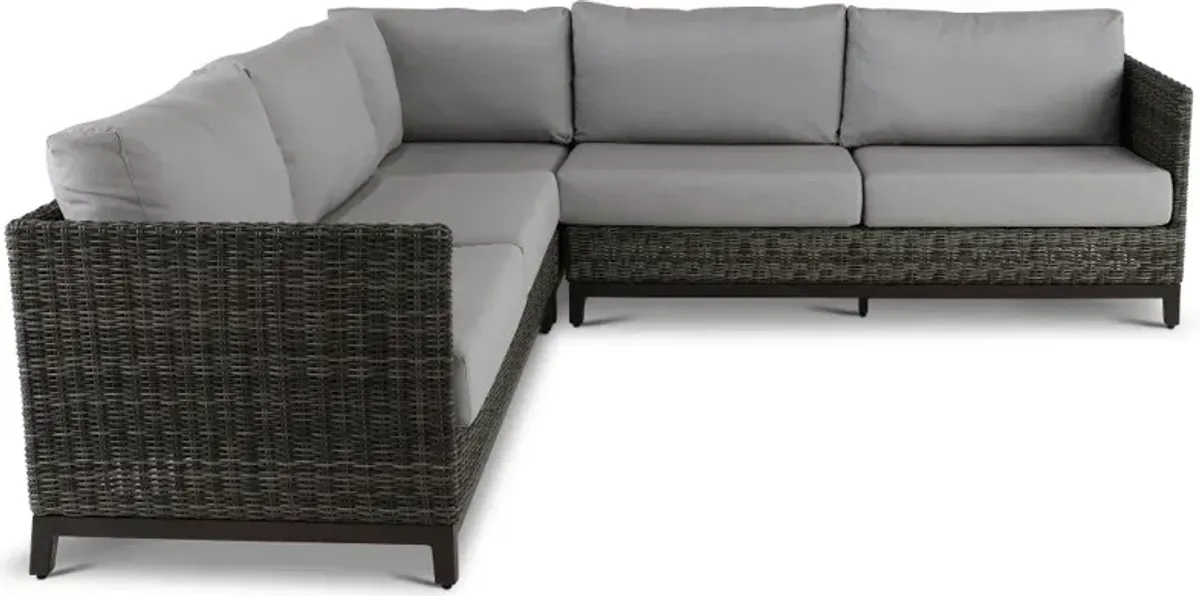 Nevis Woven Gray 3 Piece Patio Sectional with Sunbrella Fabric