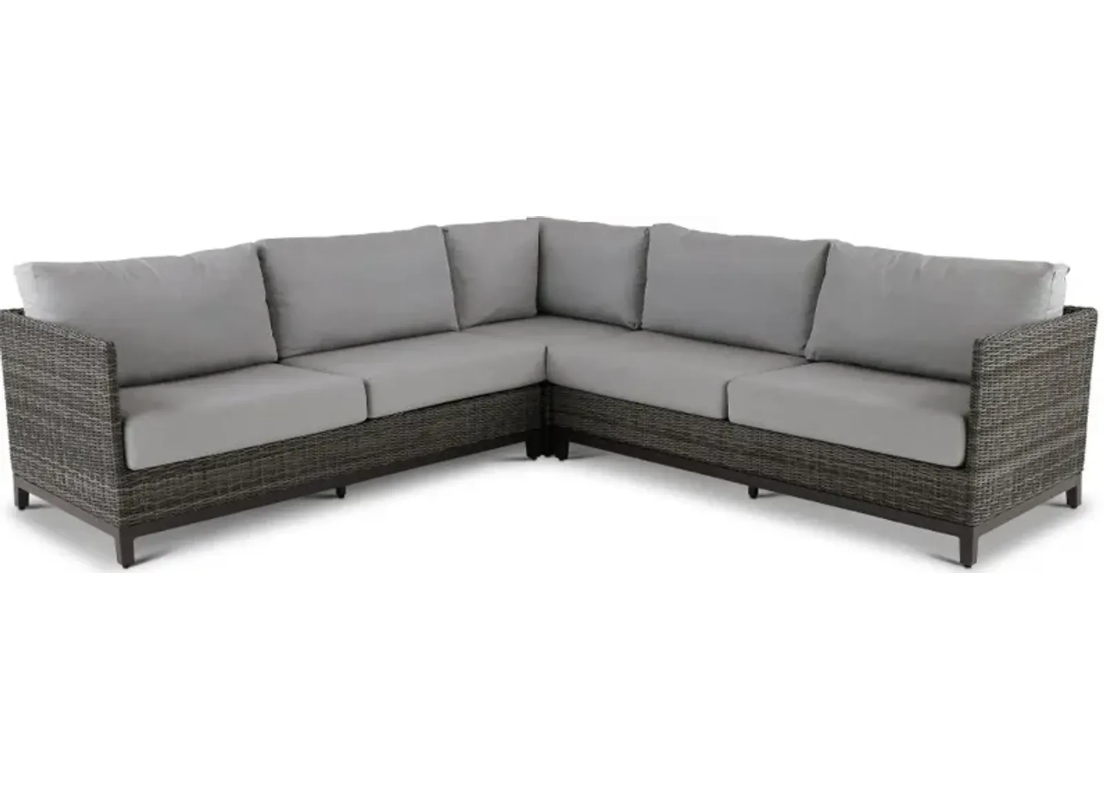 Nevis Woven Gray 3 Piece Patio Sectional with Sunbrella Fabric