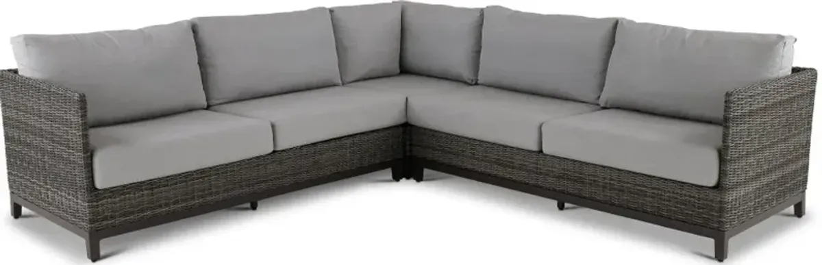 Nevis Woven Gray 3 Piece Patio Sectional with Sunbrella Fabric