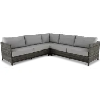 Nevis Woven Gray 3 Piece Patio Sectional with Sunbrella Fabric