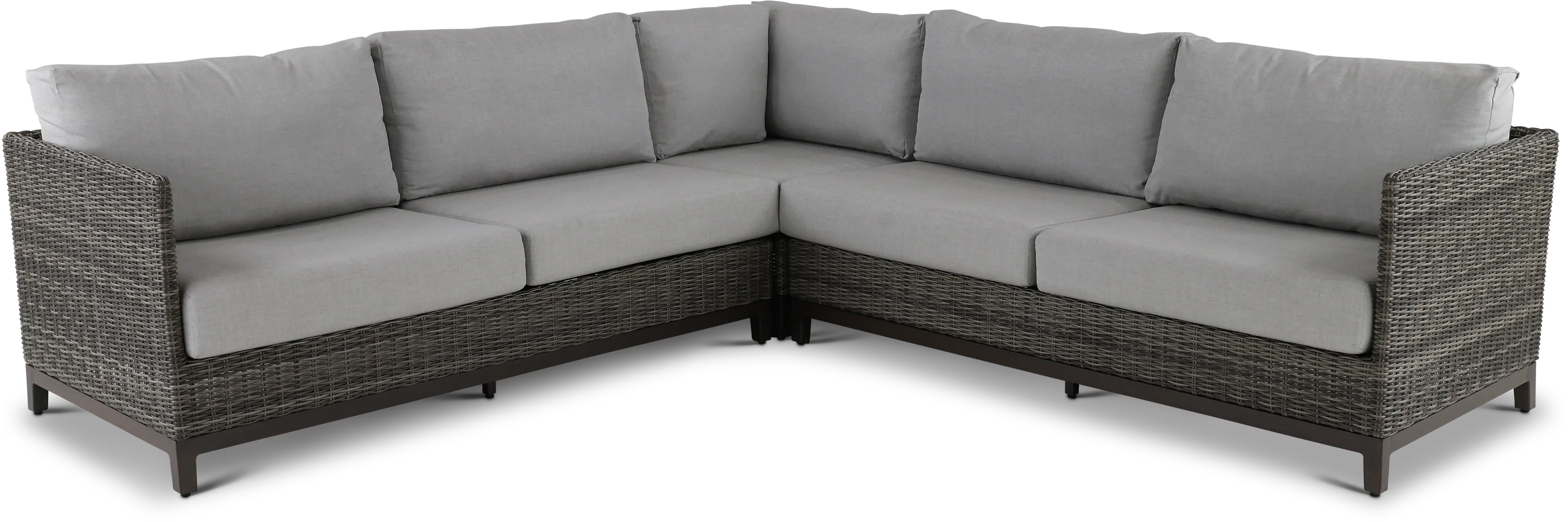 Nevis Woven Gray 3 Piece Patio Sectional with Sunbrella Fabric