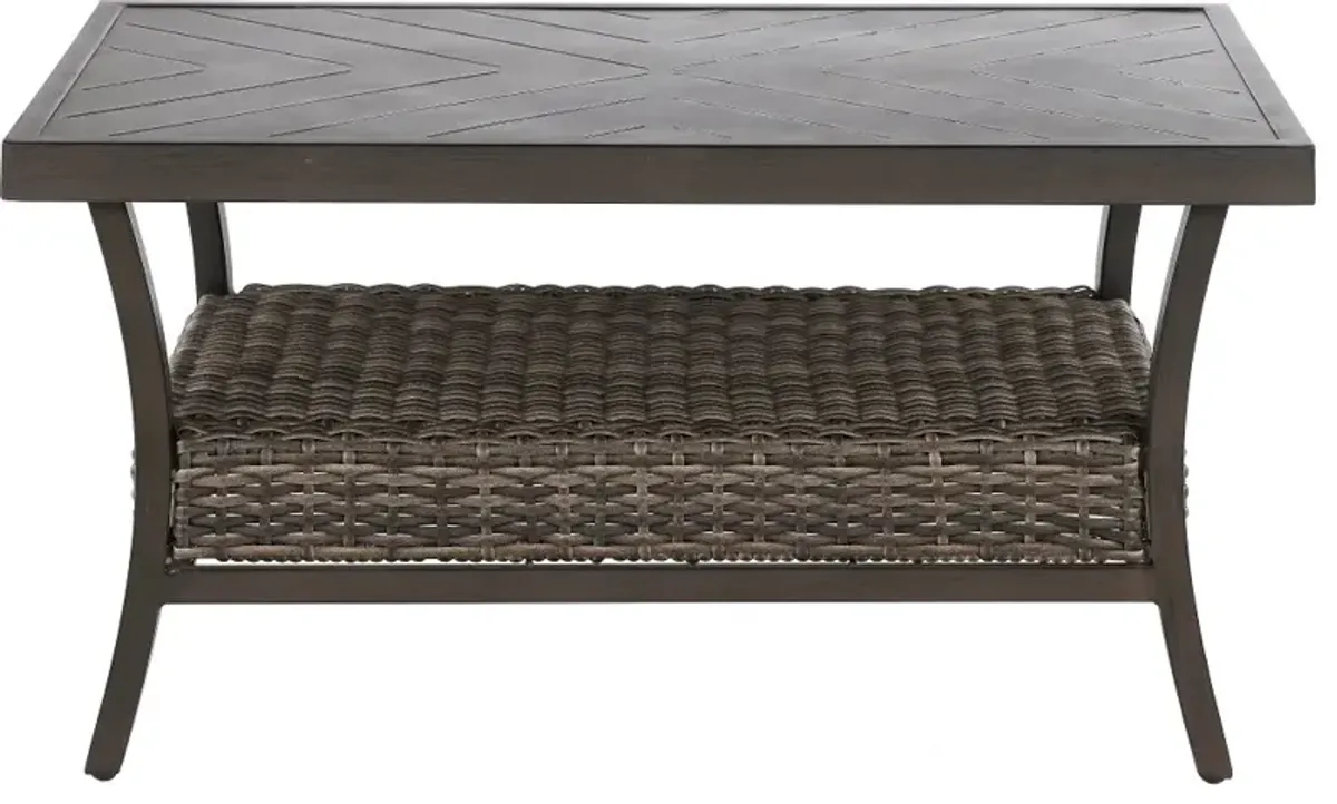 Trenton Wicker Slat Top Patio Coffee Table