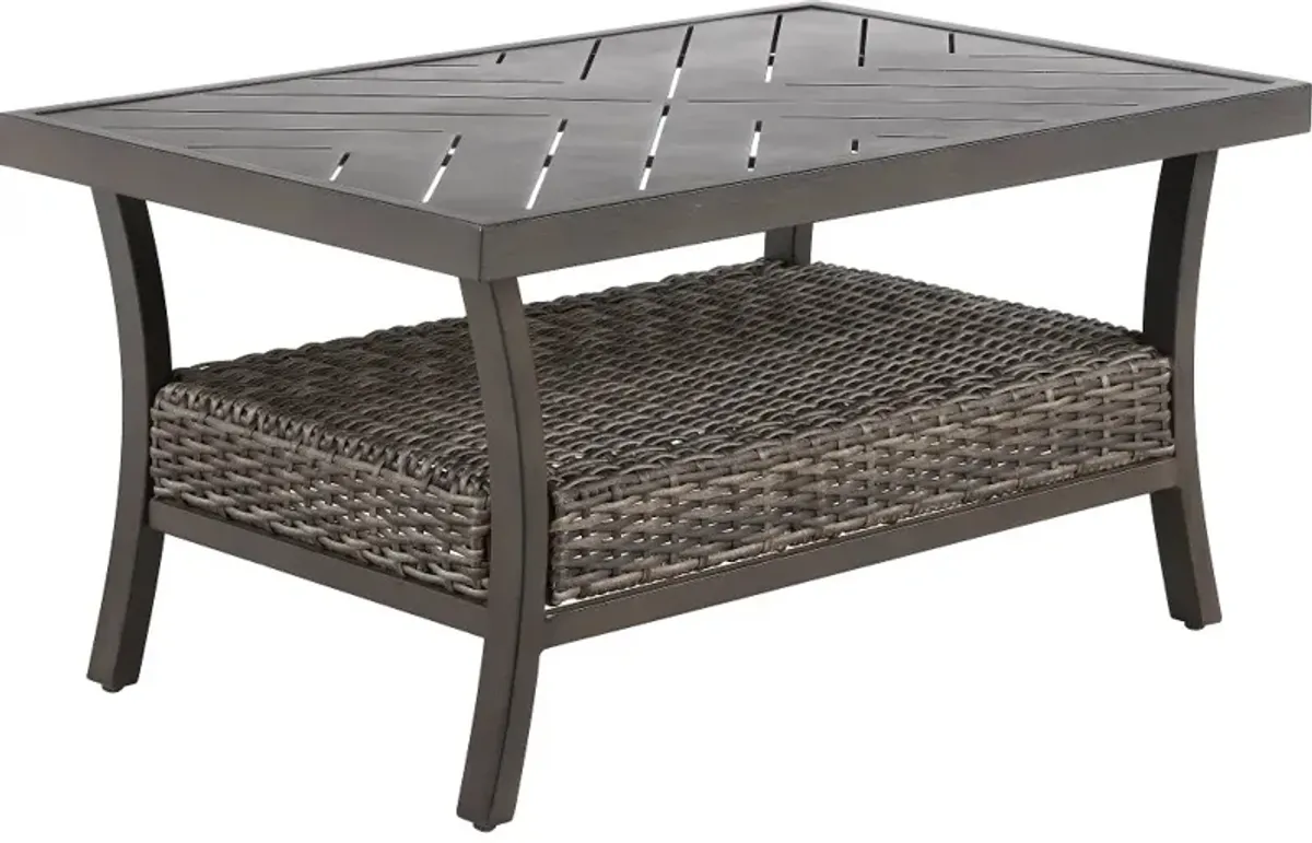 Trenton Wicker Slat Top Patio Coffee Table