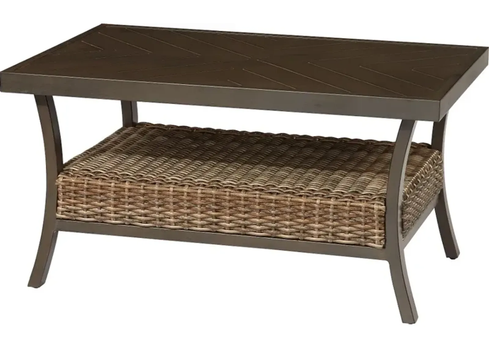 Trenton Wicker Slat Top Patio Coffee Table