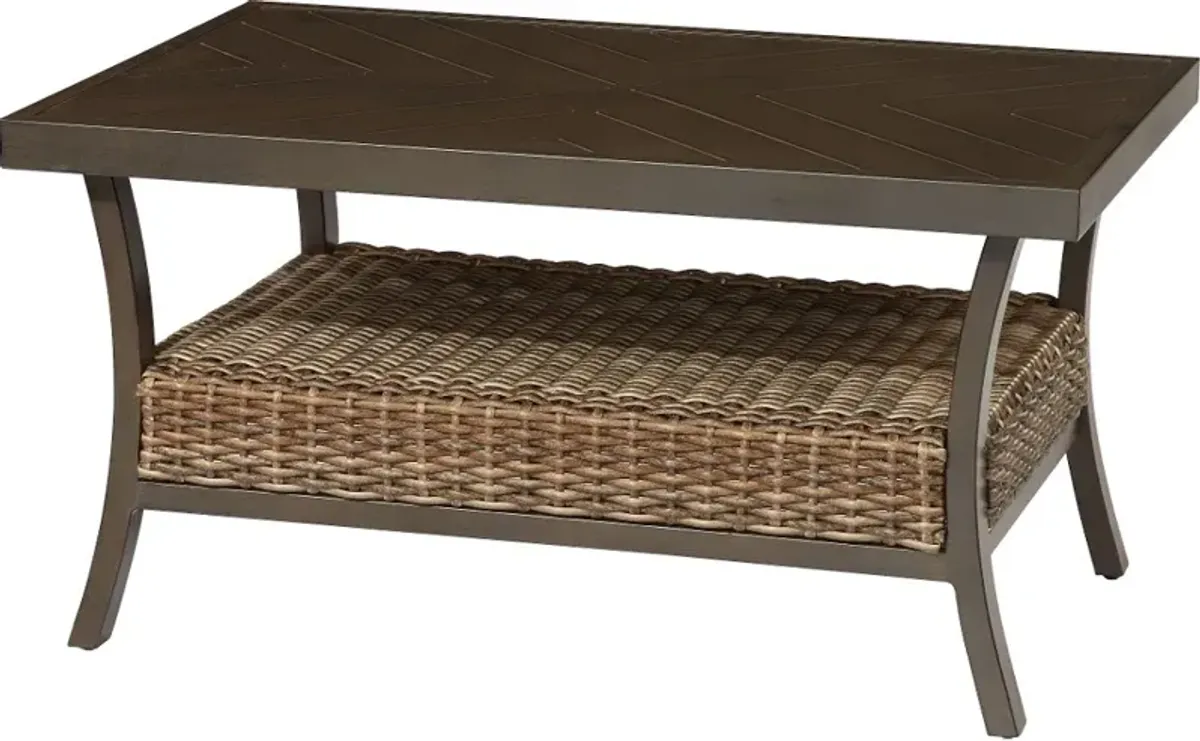 Trenton Wicker Slat Top Patio Coffee Table