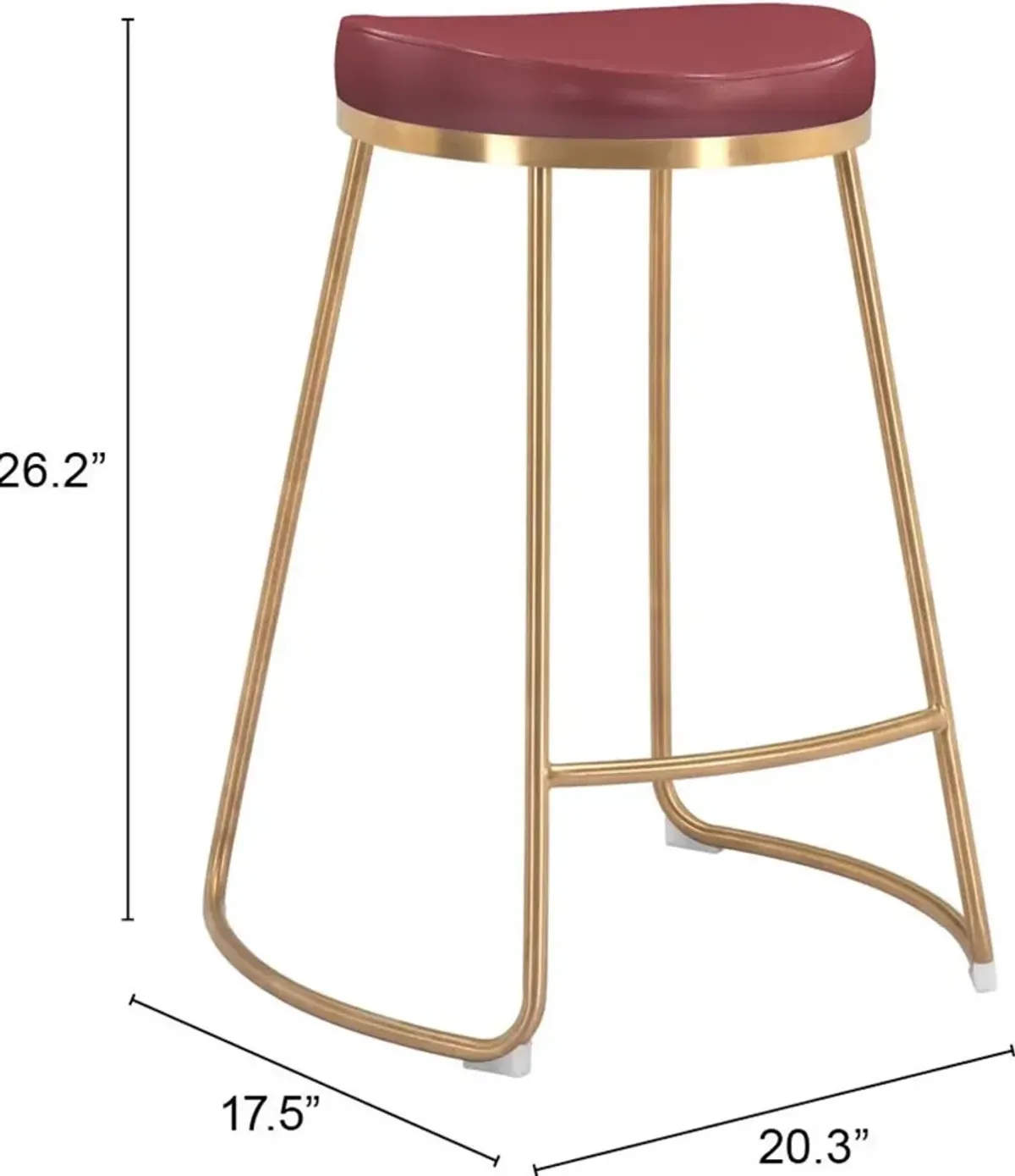 Burgundy and Gold Counter Height Stool (Set of 2) - Bree