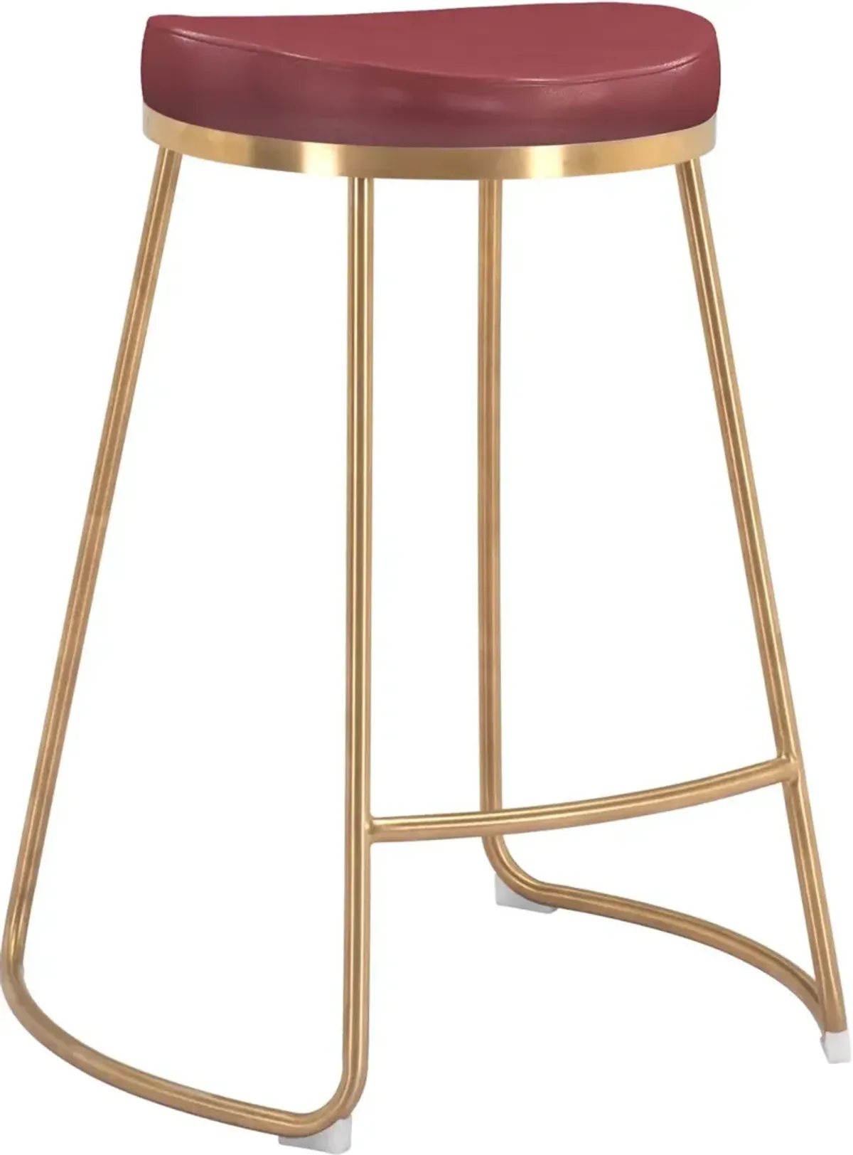 Burgundy and Gold Counter Height Stool (Set of 2) - Bree