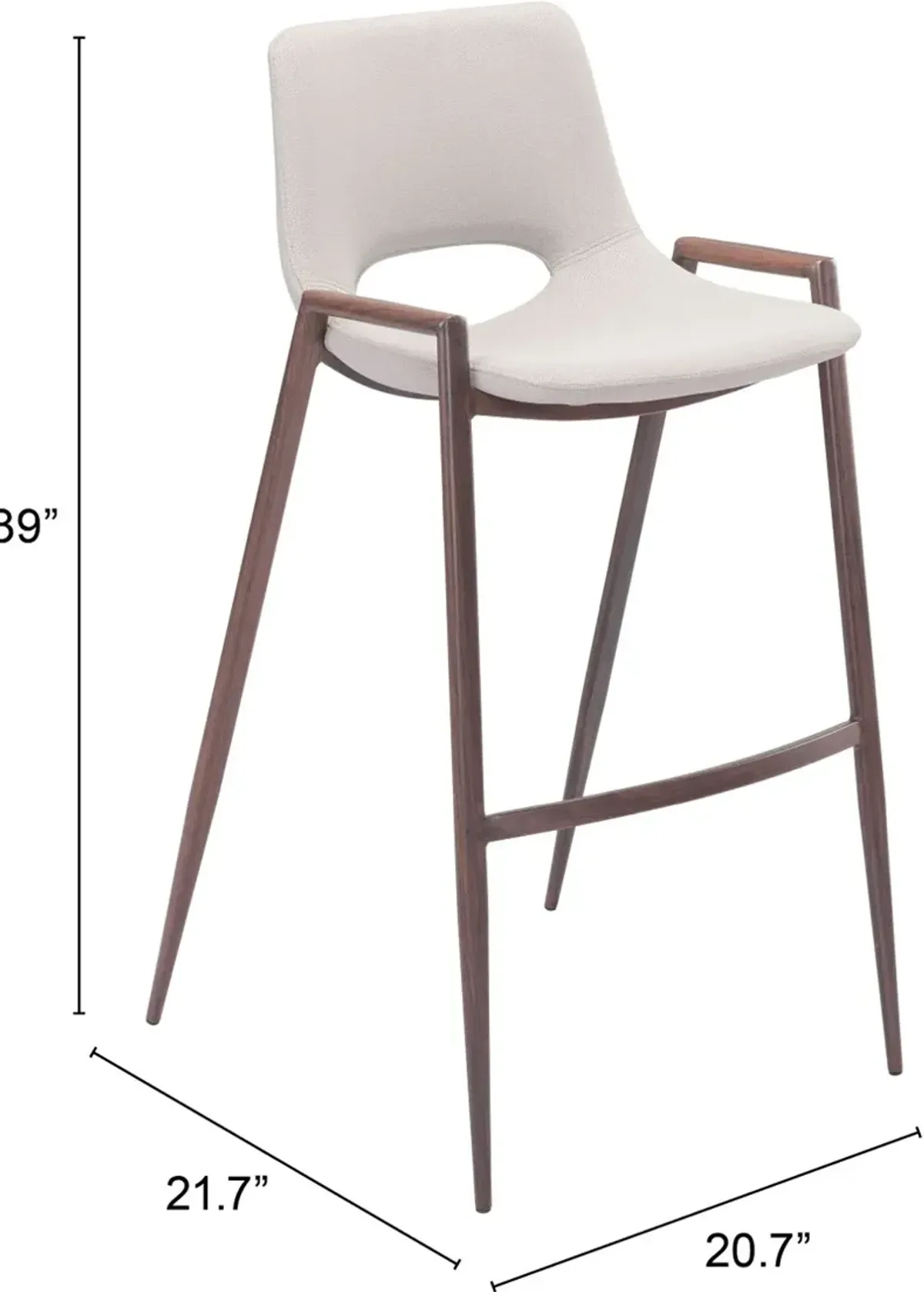 Desi Beige Bar Stool, Set of 2