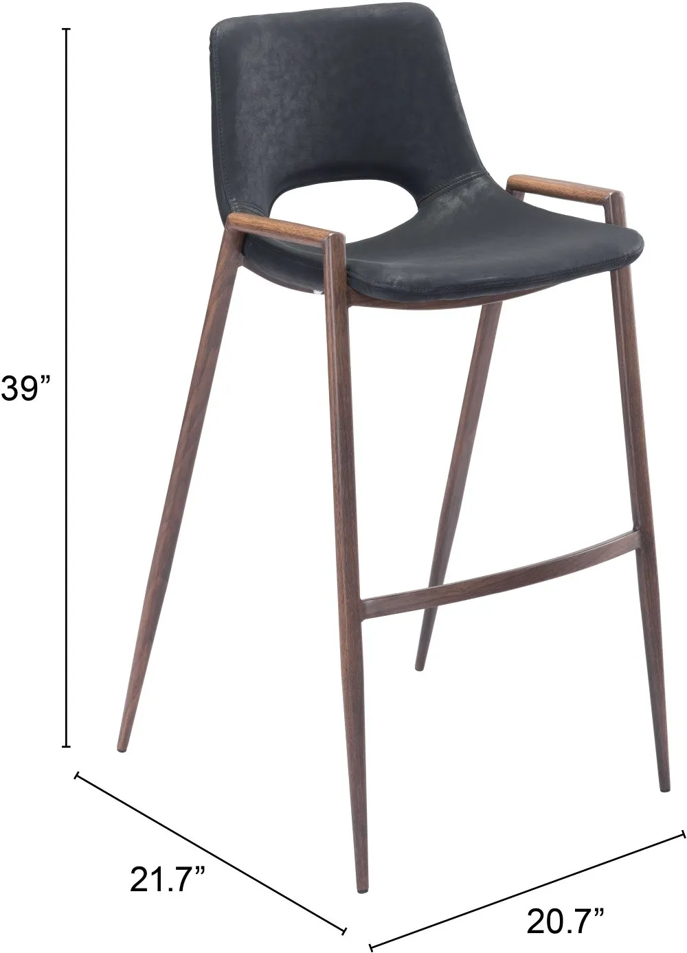 Desi Black Bar Stool, Set of 2