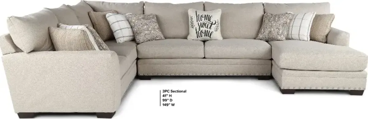 Middleton Beige 3 Piece Sectional